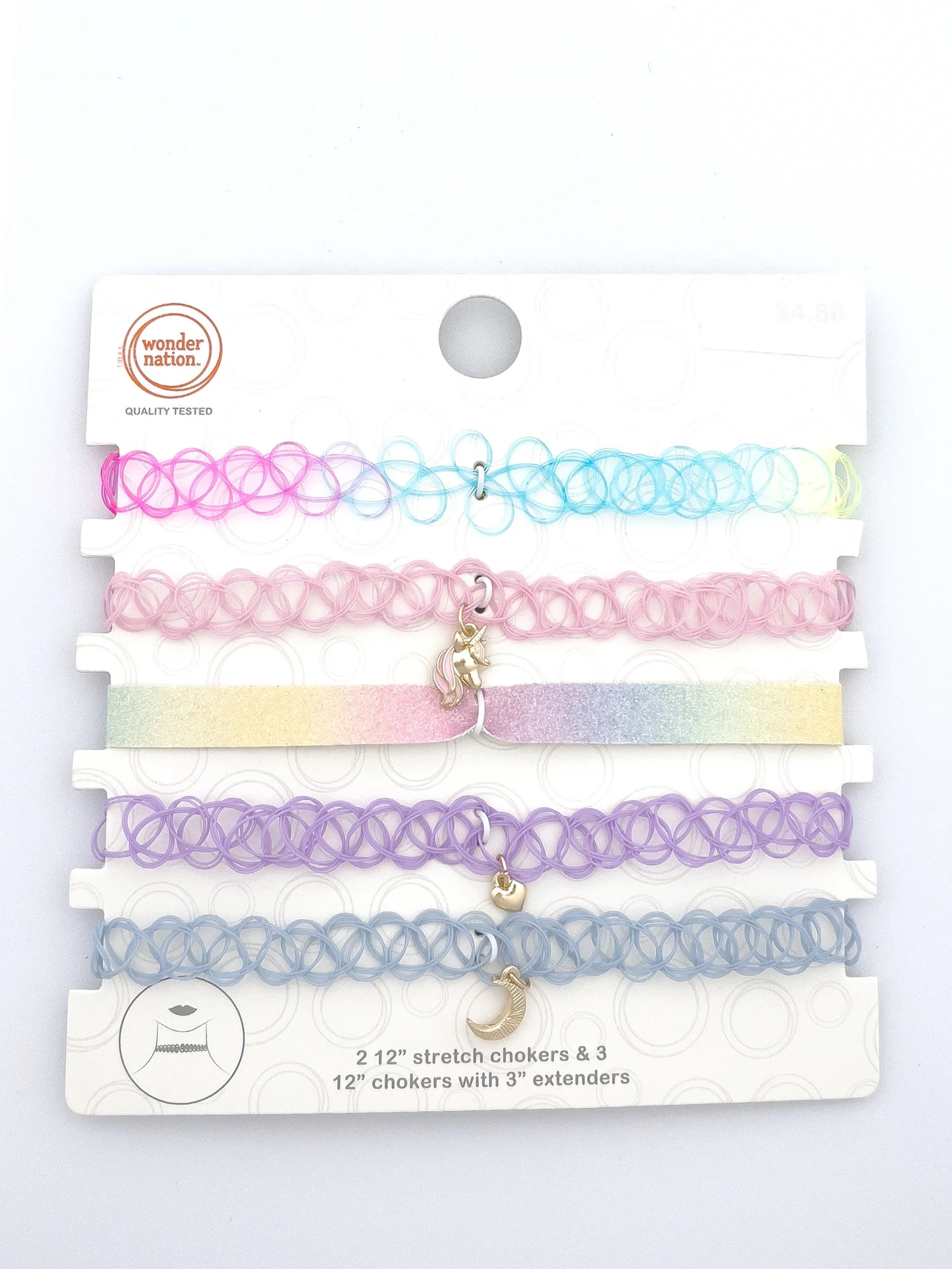 Wonder Nation Unicorn Stretch Necklace and Choker Set, 5-Pack, Multi Colors | Walmart (US)