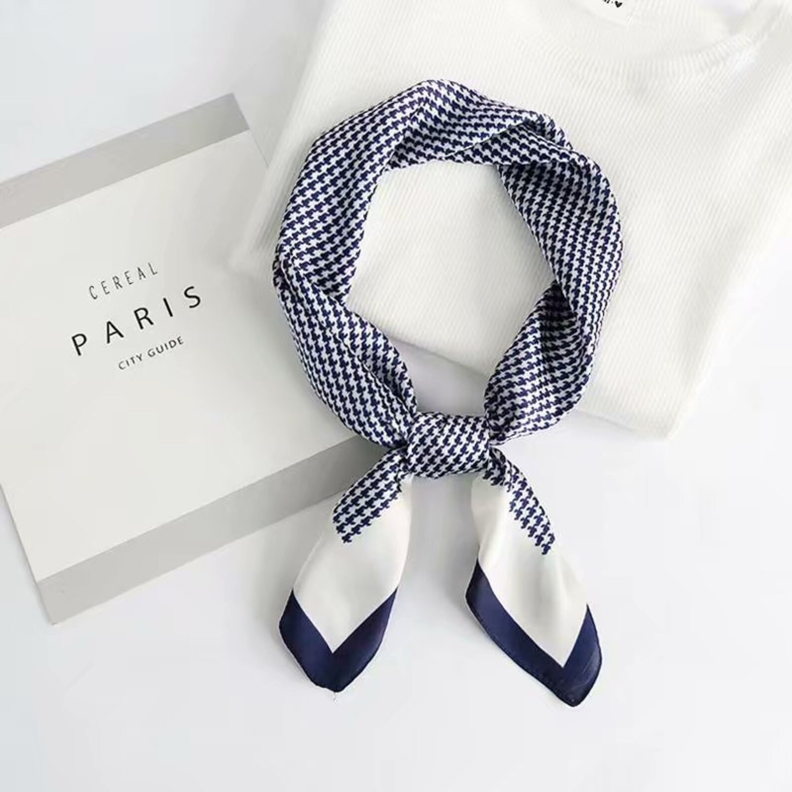 Square Houndstooth Print Silky Satin Scarf, Hair/Head/Neck Scarf with Gift Box & Card | Etsy (UK)