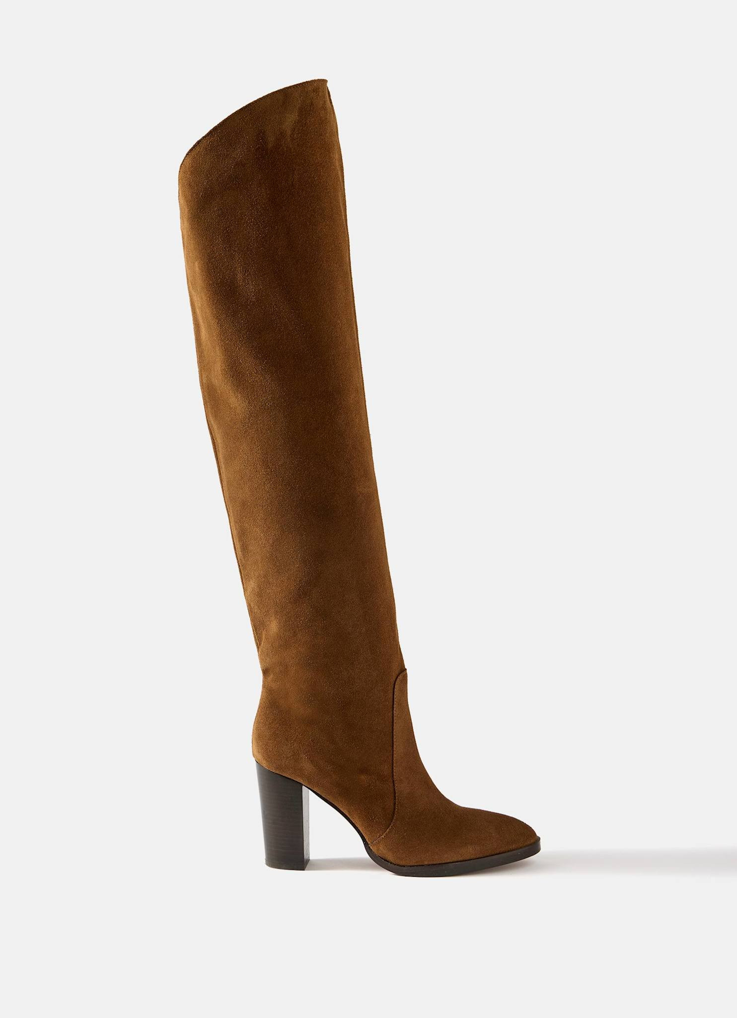 Nova Tan Suede Long Boots | Mint Velvet