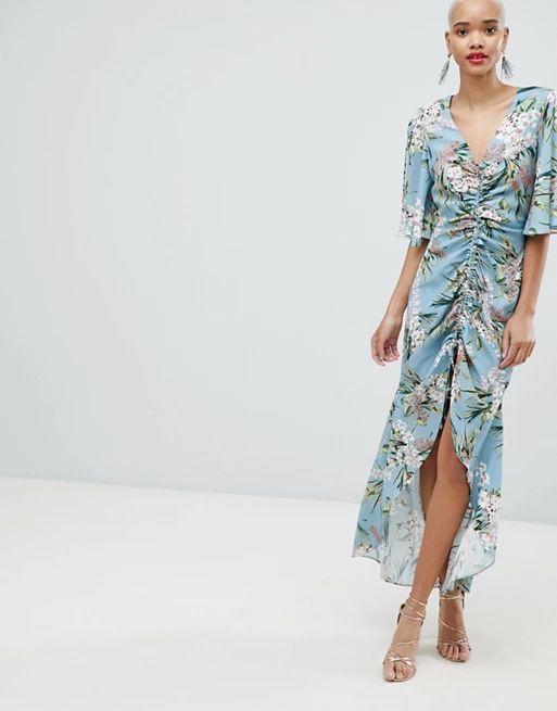 River Island Ruched Front Floral Print Maxi dress | ASOS US