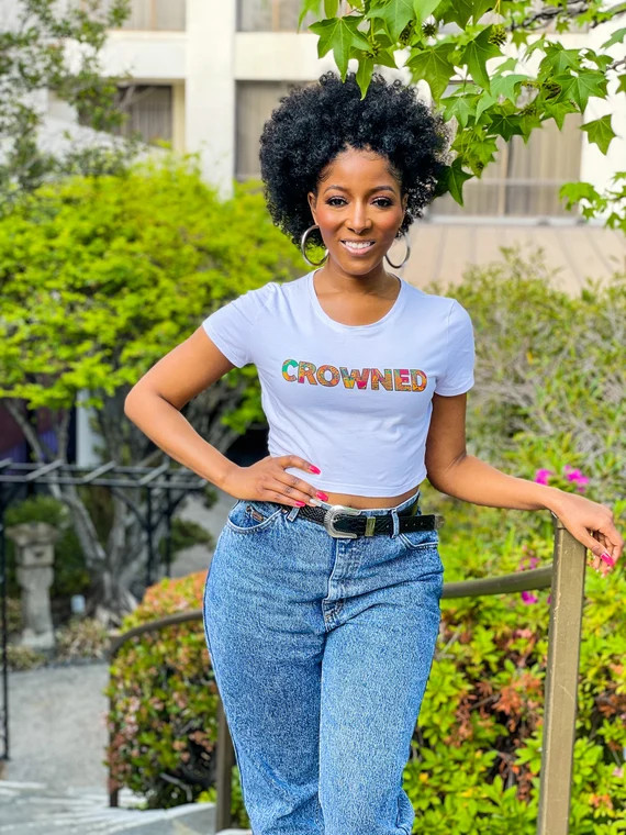 Crowned, African Print, Natural Hair Organic Crop Top | Etsy (US)