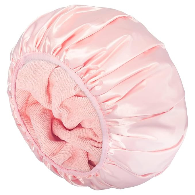 Aquior Shower Cap,Triple Layer Shower Cap for Women, Reusable Waterproof Bath Cap,Silky Satin Out... | Amazon (US)