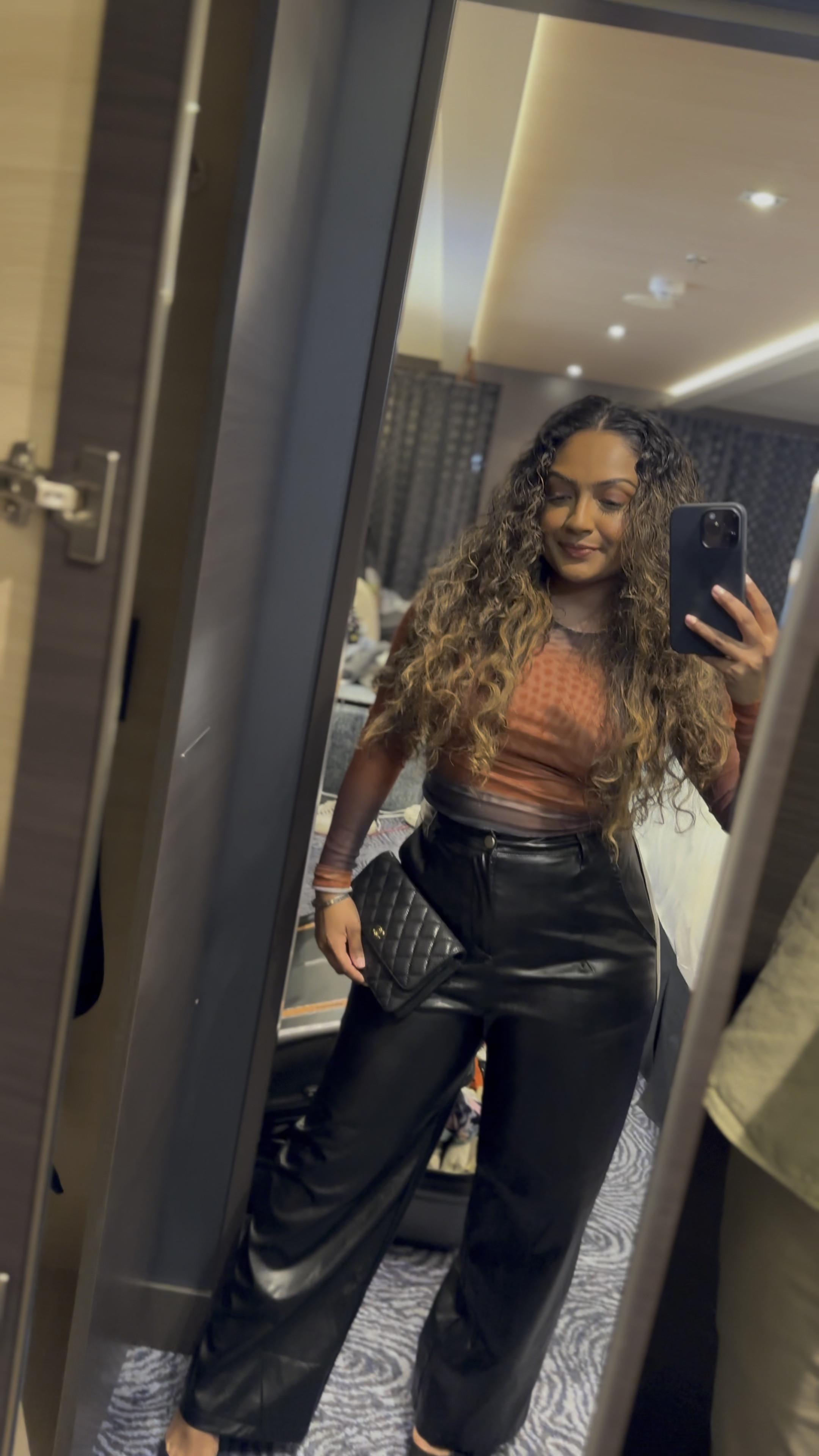 Night out outfits, faux leather pants, wide leg pants, date night outfits, vacation outfits, mesh crop top 