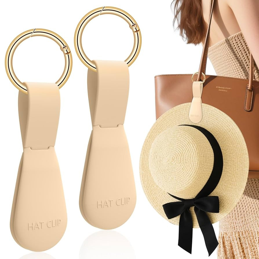 Magnetic Hat Clip for Travel - 2Pcs Light Khaki Silicone Hat Holder for Bags, Purses, Luggage & B... | Amazon (US)