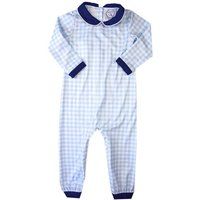 Boy Light Blue Gingham Romper, Baby Bodysuit, Baby Monogrammed Gift, Romper Bubble | Etsy (US)