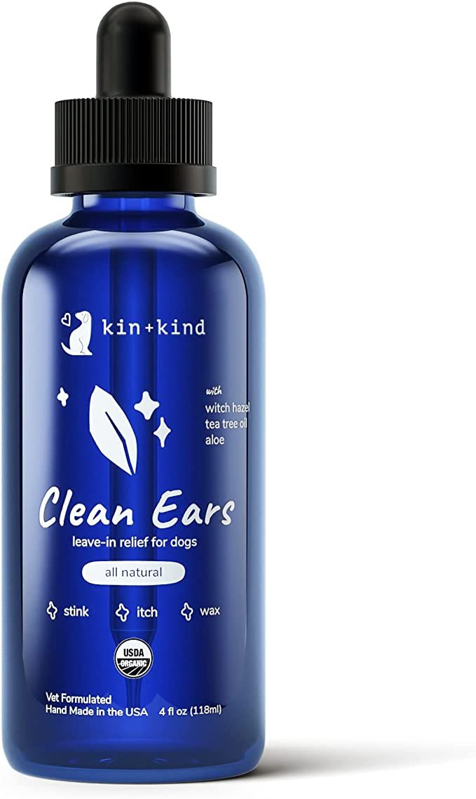 kin+kind Organic Ear Cleaner for Dogs - Made in The USA - Easy to Use & Mess-Free Dog Ear Drops f... | Amazon (US)