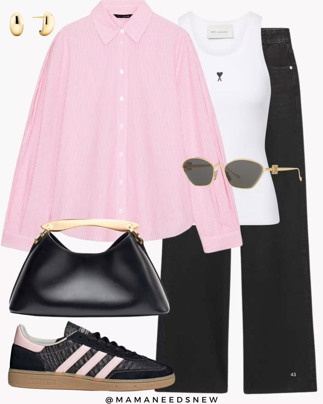 A spring outfit with a striped shirt, tank top, jeans, sneakers & top handle bag 🩷

#LTKSeasonal #LTKootd #LTKSaleAlert