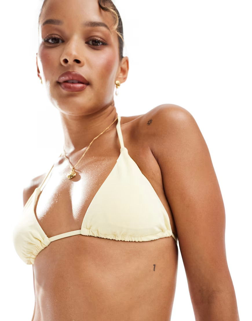 Pull&Bear triangle bikini top in butter yellow | ASOS (Global)