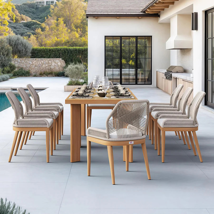 PURPLE LEAF 7/9/11 Pieces Patio Dining Set with Sunbrella Cushions All-Weather Wicker Patio Table... | Purple Leaf
