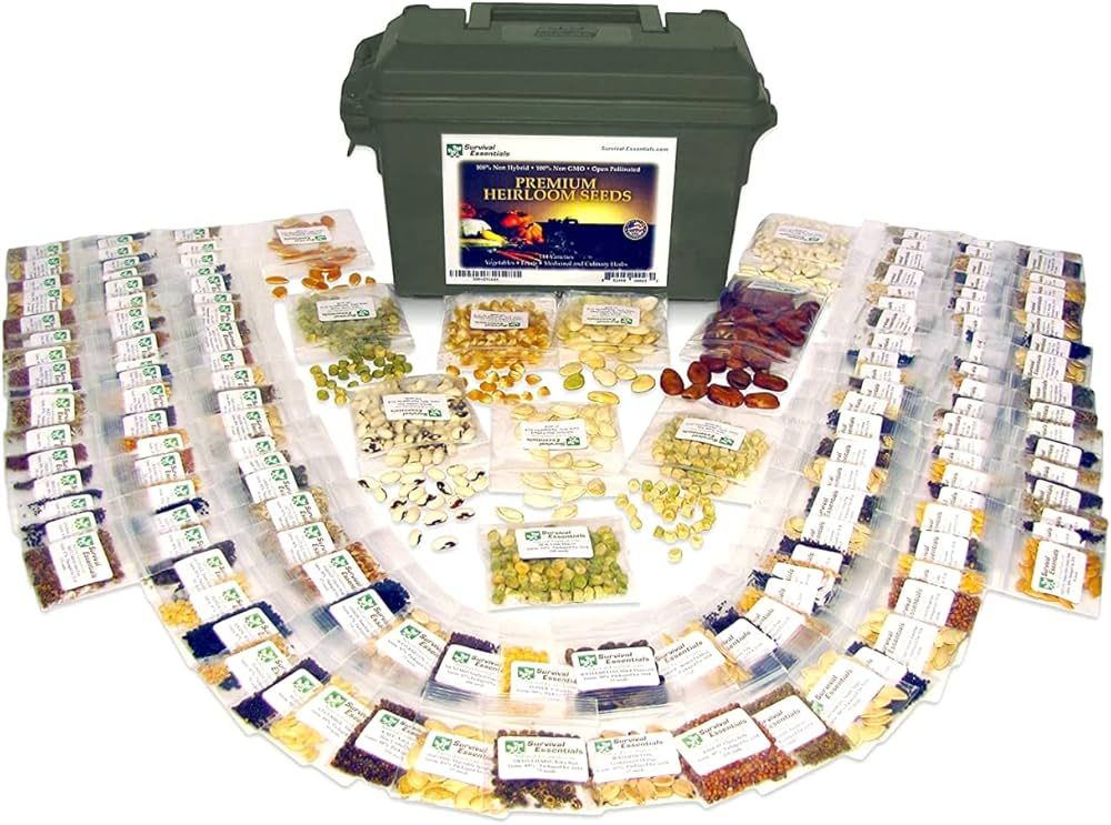 Survival Essentials Ultimate Heirloom Seed Vault, 144 Variety Packed in Superior Ammo Can, Over 2... | Amazon (US)