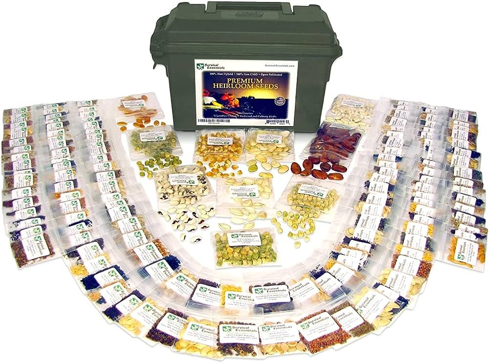 Survival Essentials Ultimate Heirloom Seed Vault, 144 Variety Packed in Superior Ammo Can, Over 2... | Amazon (US)