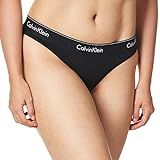 Calvin Klein Women's Modern Cotton Thong, Black/Black Web, M | Amazon (US)