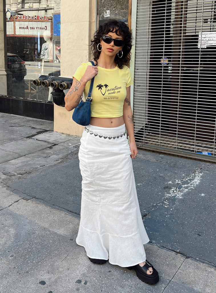 Raven Mid Rise Maxi Skirt White | Princess Polly US