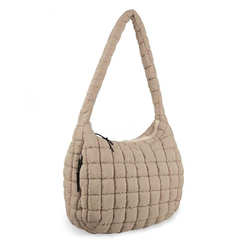 Quilted Puffer Tote Bag Purse Puffy Crossbody Shoulder Bag,Lightweight Nylon Hobo Bag Puffer Carr... | Amazon (US)