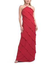 Chiffon Ruffle Detail Halter Dress | TJ Maxx