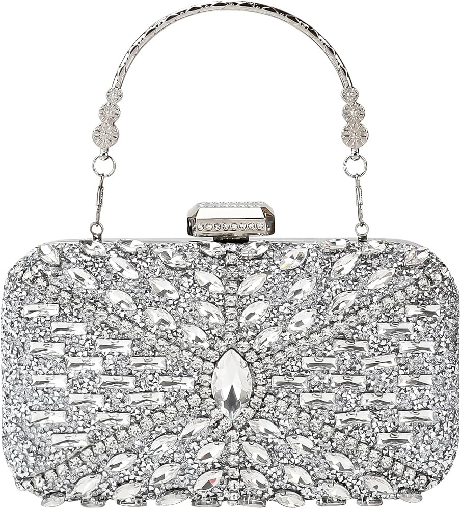 Womens Sparkly Rhinestone Crystal Glitter Clutch Purse Evening Handbag Shoulder Bag for Wedding P... | Amazon (US)