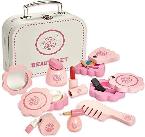 Dragon Drew Wooden Toy Beauty Set – 10 Piece Kit - Girls Salon Set with Makeup, Brush, Mirror a... | Amazon (US)