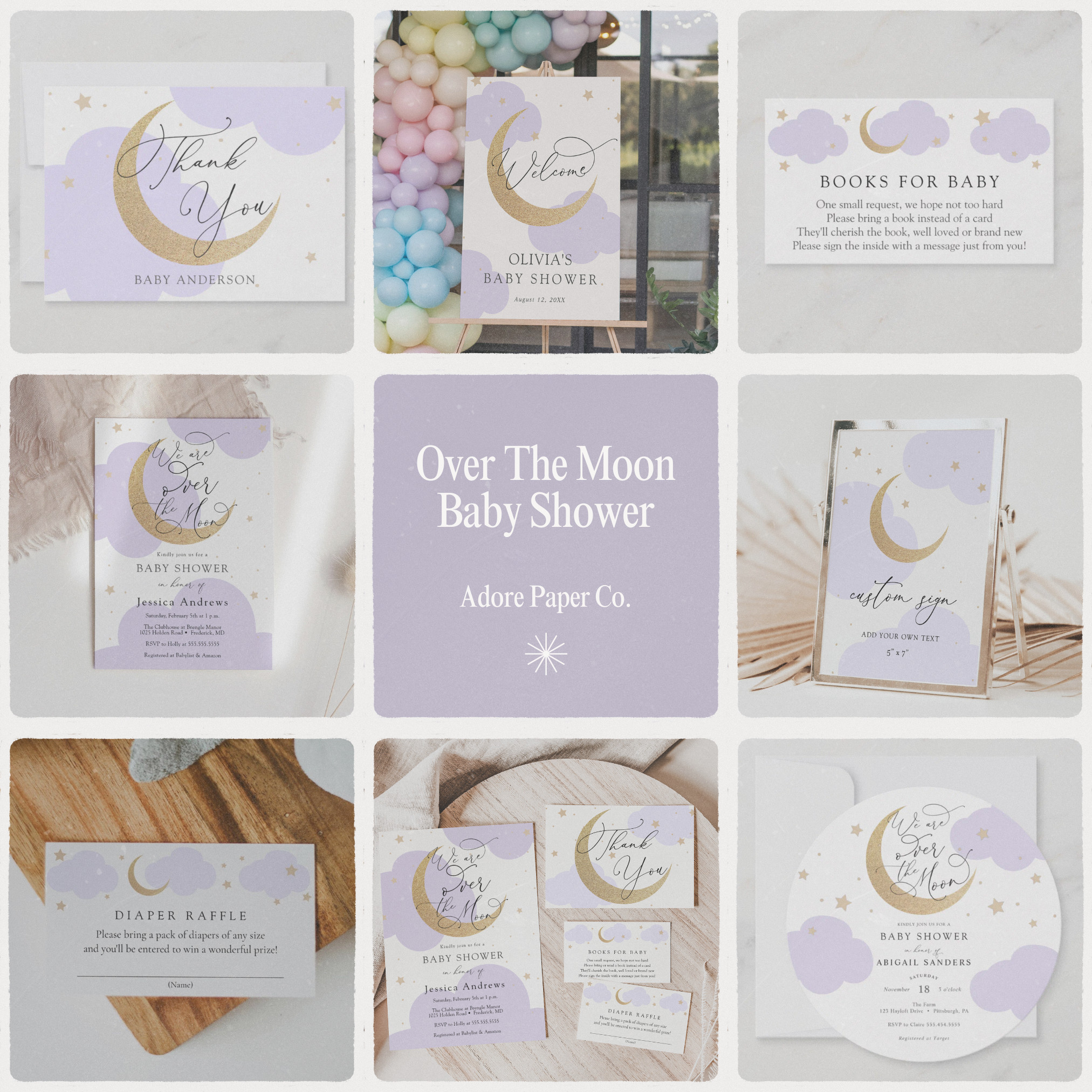 An “Over the Moon” baby shower, start to finish 🌙💫
This matching collection includes invitations, inserts, signage, and thank you cards — all designed to create a cohesive, elevated baby shower from the first invite to the final detail. 

 #LTKBaby #LTKBump