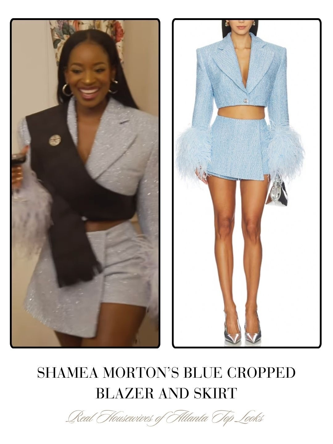 Shamea Morton’s Blue Cropped Blazer and Skirt Set