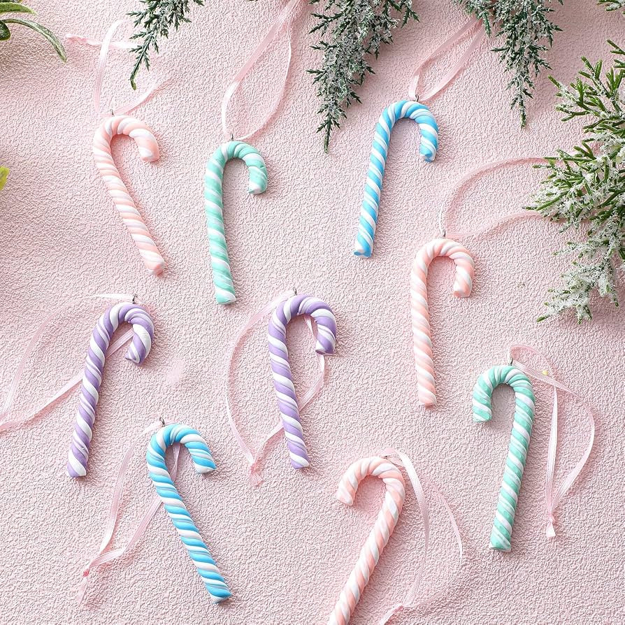Leinuosen 24 Pcs Pastel Christmas Candy Cane Ornament | Amazon (US)