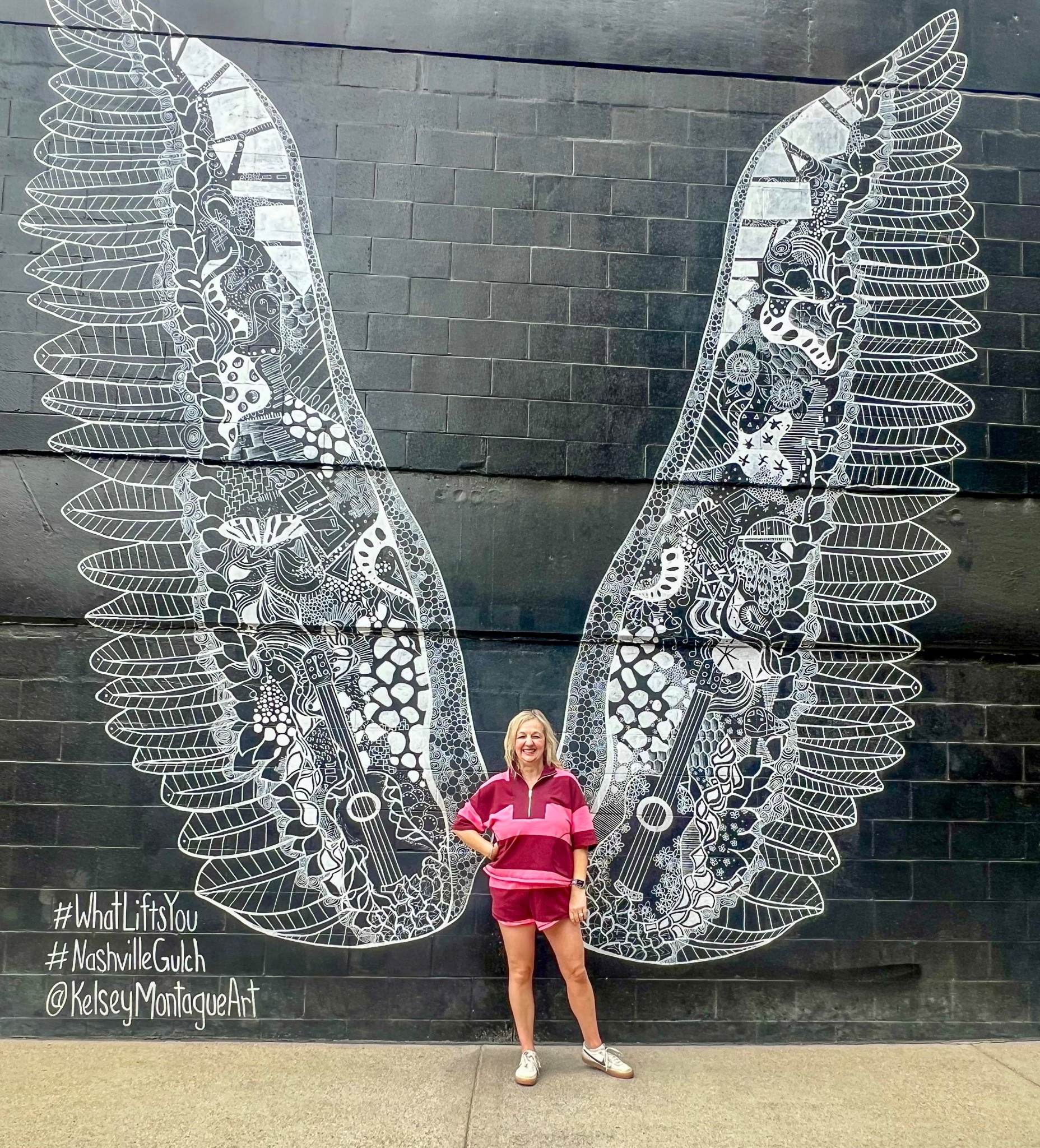 What Lifts You? 🪽 I didn’t know, until I looked closely, that this famous Nashville mural incorporates the core of  Music City; guitars, music notes, and butterflies! 🎸 🎵 🦋 

#LTKdayinmylife #LTKstorytime #LTKTravel