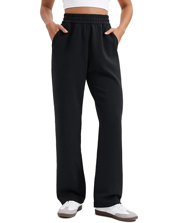 CRZ YOGA SoftAura Straight Leg Casual Sweatpants Women 28"/30" - Modal Lounge Travel Pants with P... | Amazon (US)