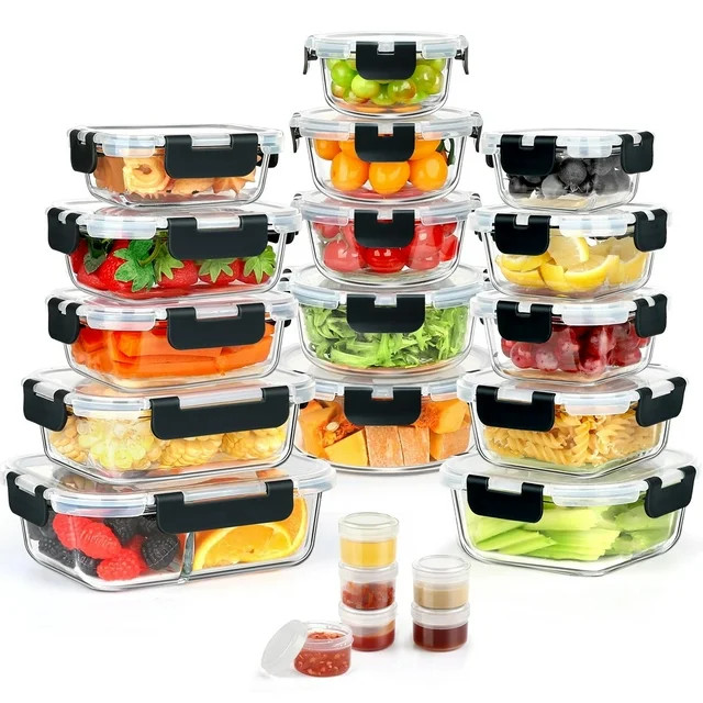 TAIMASI 21 Set Glass Food Storage Containers with Snap Locking Lids Set, Glass Meal Prep Containe... | Walmart (US)