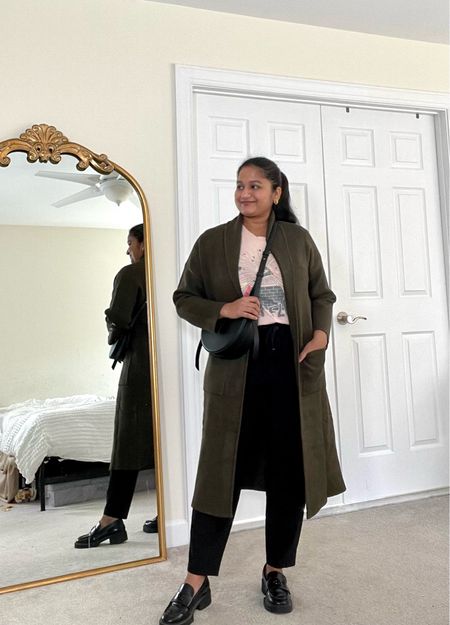 Fall casual weekend outfit 
@louandgrey pants in size S
@mango knitted coat in size S
@Aerie graphic tee in size S

Casual outfit, holiday causal look, comfy pants 

#LTKHolidaySale #LTKmidsize #LTKHoliday