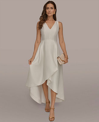 Women's Sleeveless Asymmetrical V-Neck Ball Gown | Macy's