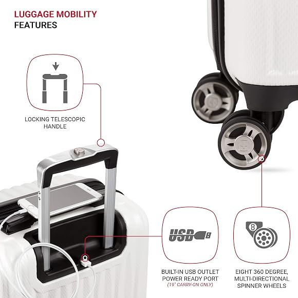 SwissGear 7272 Energie Hardside Luggage Carry-On Luggage With Spinner Wheels & TSA Lock, White, 1... | Amazon (US)