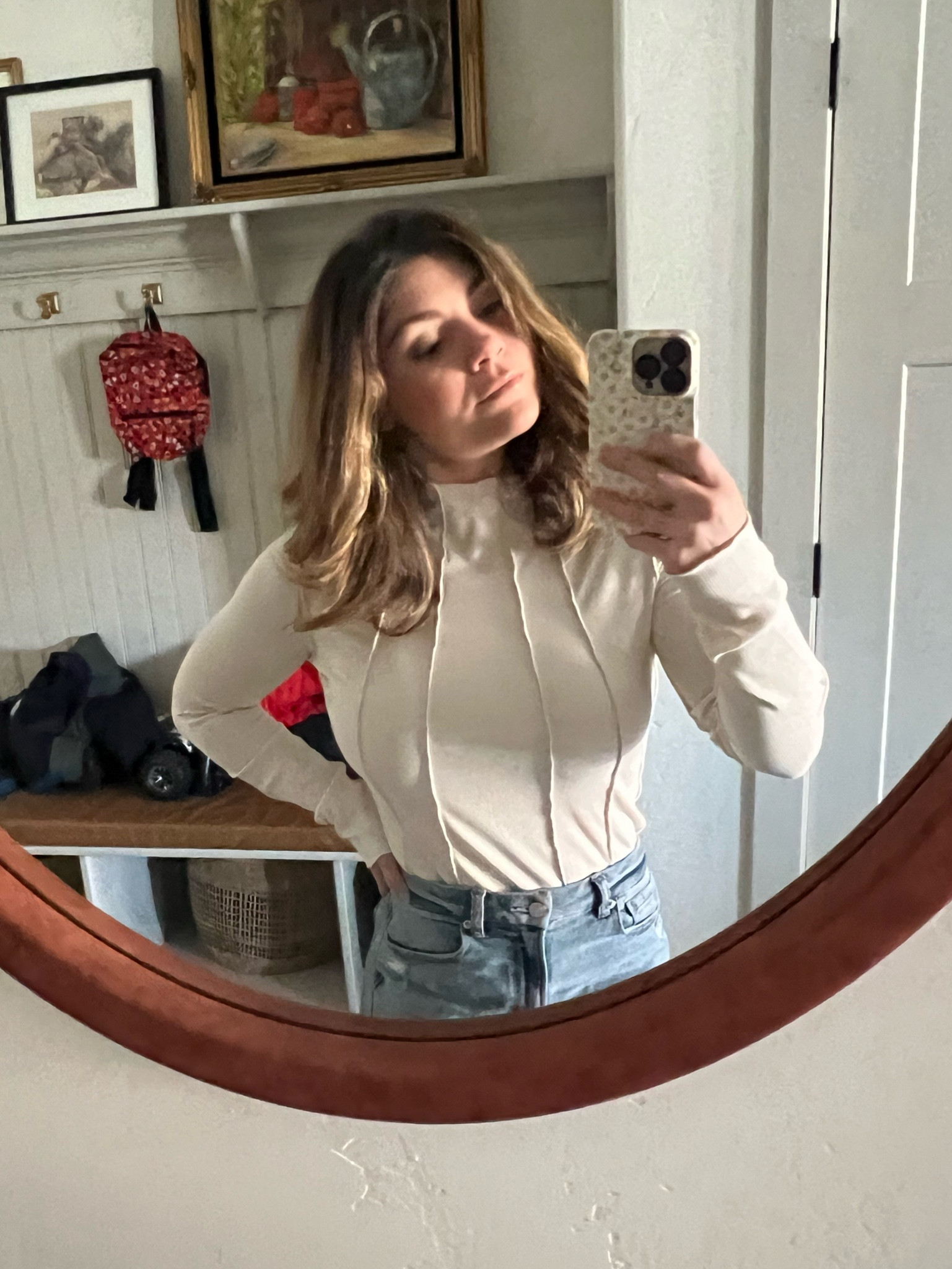 Best top!!
It’s a solid staple, in a neutral but with cute details so it’s not plain/boring. 

Beige mock neck, lettuce edge, Bohme, long sleeve top 

#LTKstyletip #LTKunder50