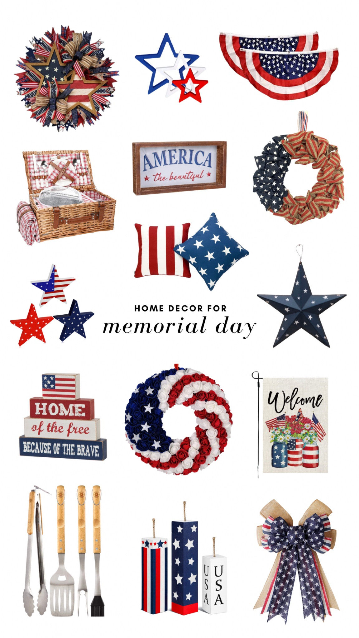 Memorial Day, Memorial Day wreaths, Memorial Day party, Memorial Day nails, Memorial Day decor, Memorial Day food, Memorial Day crafts, Memorial Day outdoor decor, Memorial Day outfit 


#memorialday #memorialdayparty #memorialdaynails #memorialdayfood 

#LTKSeasonal #LTKhome #LTKunder50