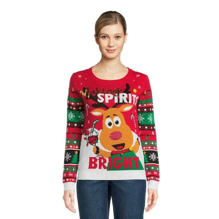 No Boundaries Juniors Christmas Sweater, Midweight, Sizes XS-XXXL | Walmart (US)