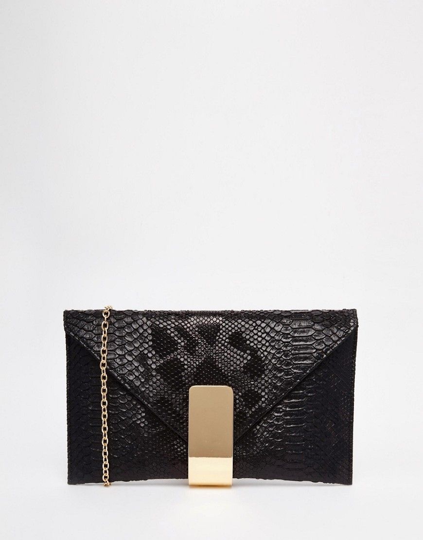 Chi Chi Black Faux Snake Clutch Bag | ASOS UK