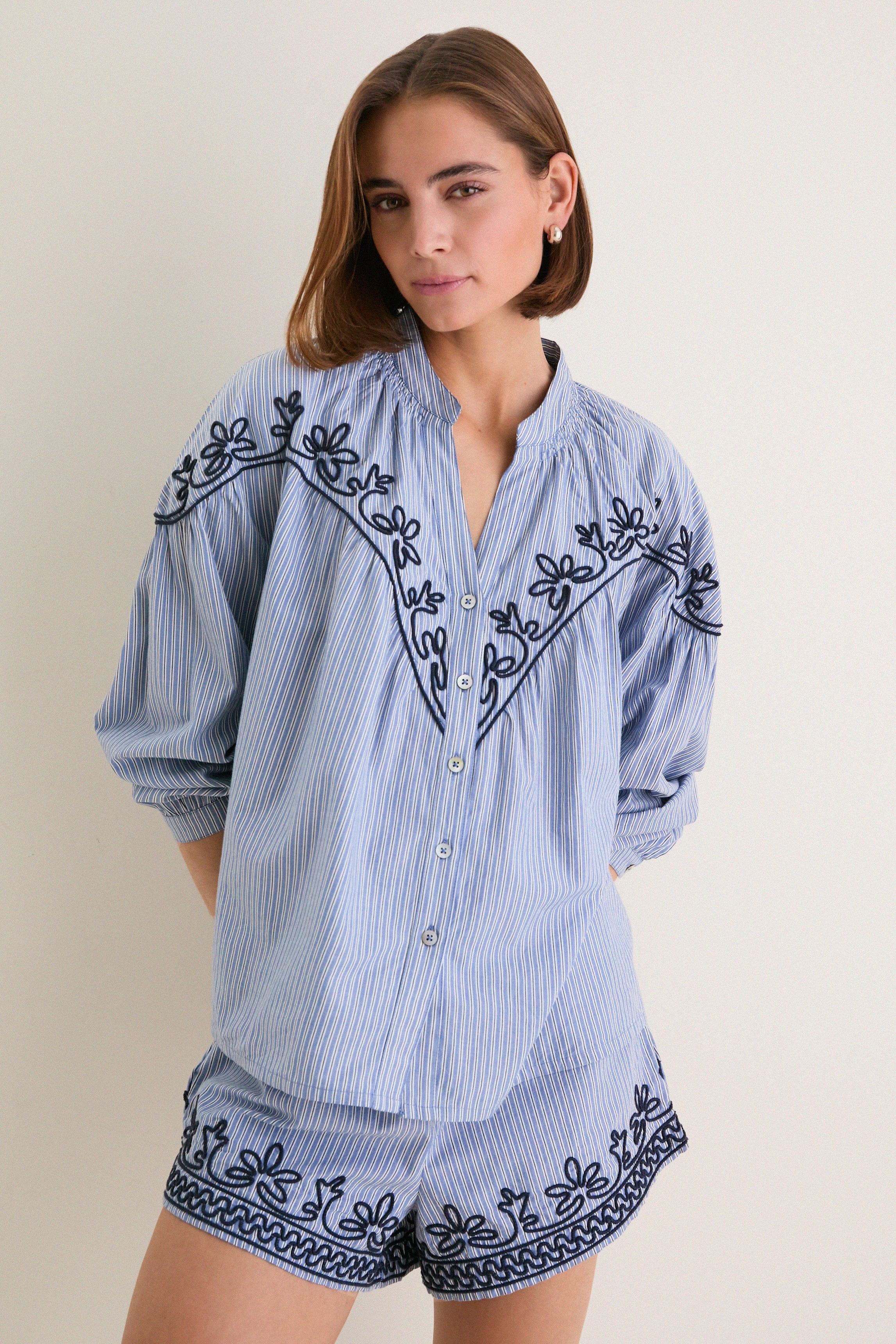 Soutache Embroidered Jacques Blouse | Tuckernuck (US)