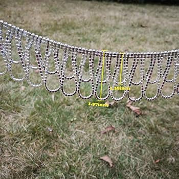 Pawkyjar 1 Yard Wave Tassel Rhinestone Fringe Trim, Crystal Rhinestone Chain, Fringe Rhinestone A... | Amazon (US)