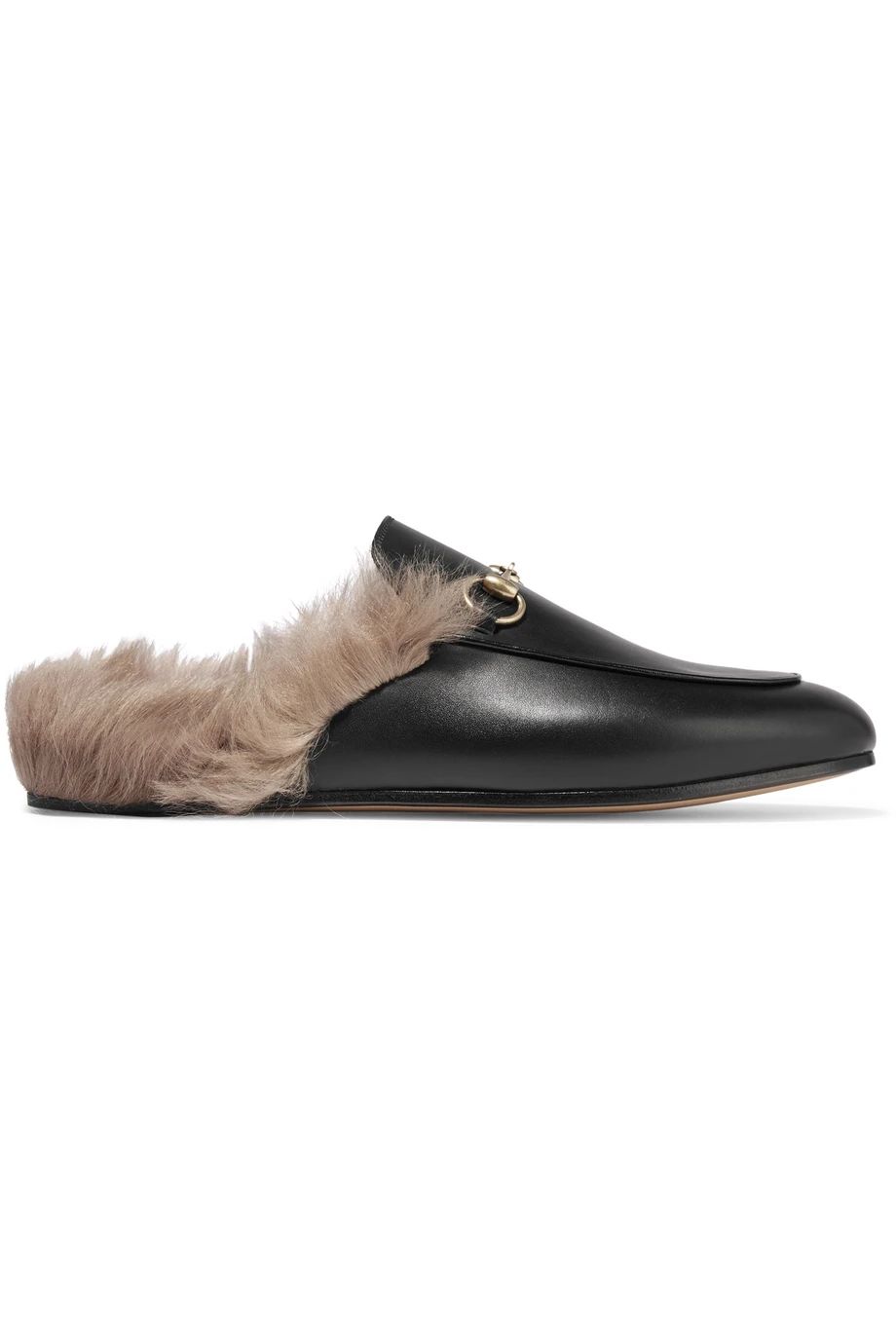 Gucci Horsebit-detailed shearling-lined leather slippers, Women's, Size: 35 | NET-A-PORTER (UK & EU)