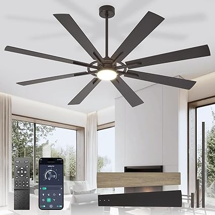 Large Ceiling Fans with Lights: Modern 72 Inch 8 Blade Outdoor Ceiling Fan with Remote APP Contro... | Amazon (US)