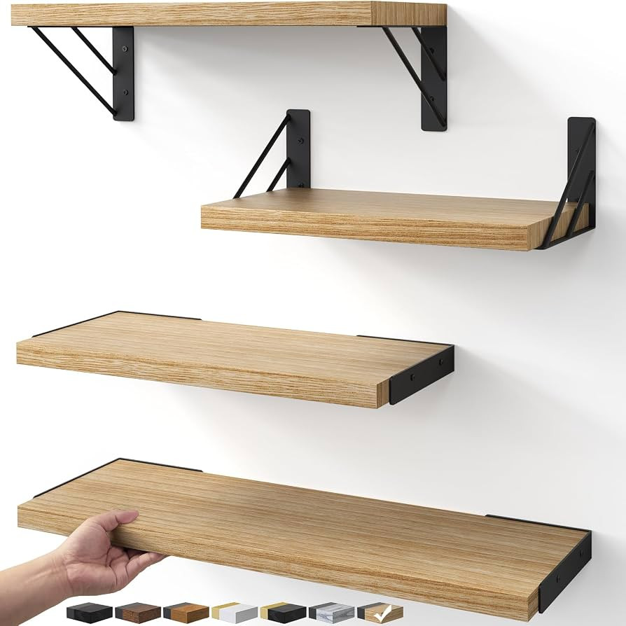 BAYKA Shelves for Bedroom Decor, Floating Wall Shelf for Living Room Kitchen Storage, Wall Mounte... | Amazon (US)