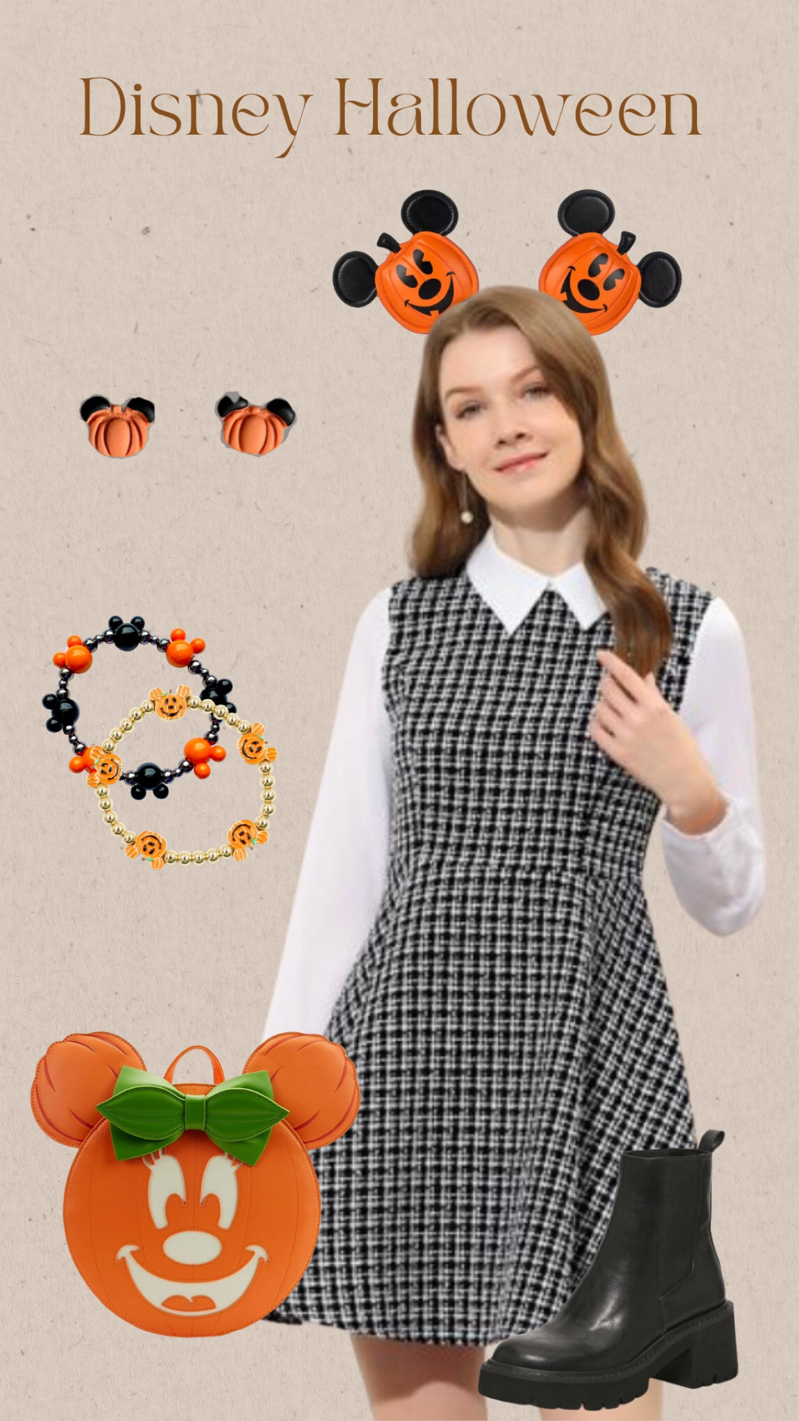 A darling Halloween outfit made Disney by accessories! Mickey Pumpkins turn this outfit into a true Disney Halloween look! Easy to dress up or down to make it a fun well to celebrate the time of year  

#LTKSeasonal #LTKtravel #LTKfamily