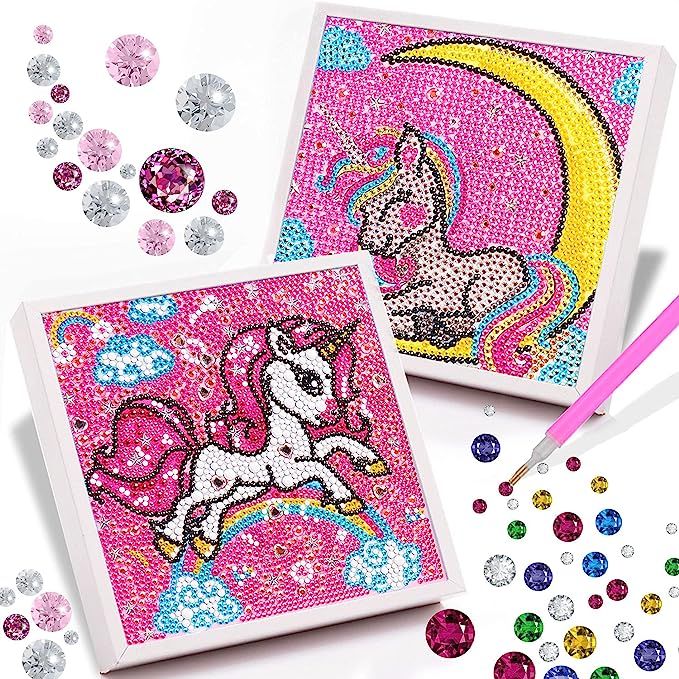 5D Diamond Painting for Kids Unicorn Diamond Art Kits with Frames Easy to DIY Gem Art by Numbers ... | Amazon (US)