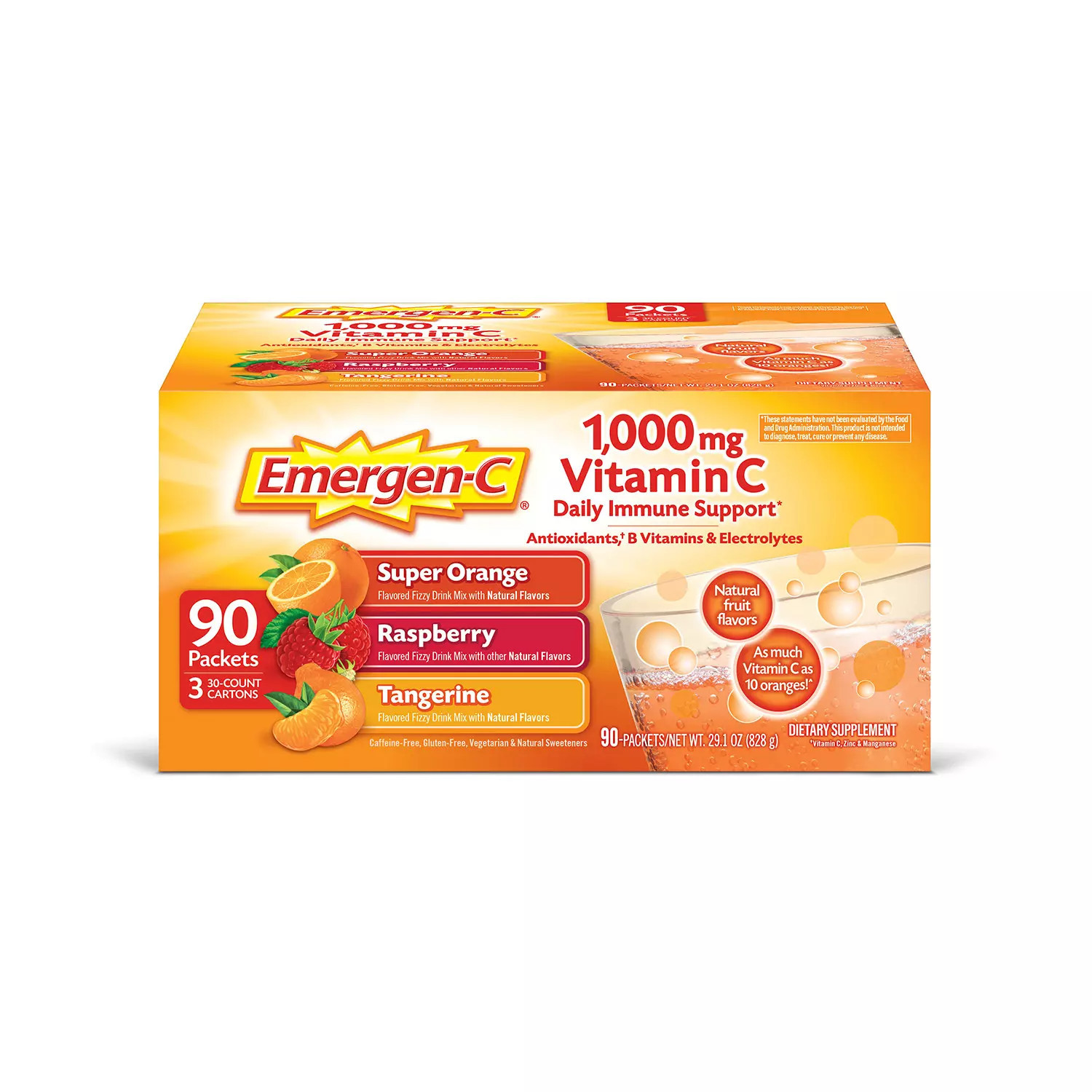 Emergen-C Vitamin C 1000mg Powder with Antioxidants Fizzy Drink Mix, 90 ct. | Sam's Club