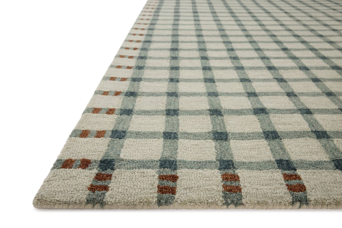 Waylon WAY-02 Spa/Brick Wool Hand-Tufted Checkered Area Rug | Rugs Direct