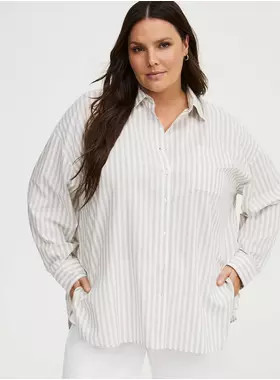 Drop-Shoulder Button-Up Shirt | Torrid (US & Canada)