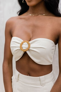 Back and Better Beige Bamboo Buckle Bandeau Blouse | The Pink Lily Boutique