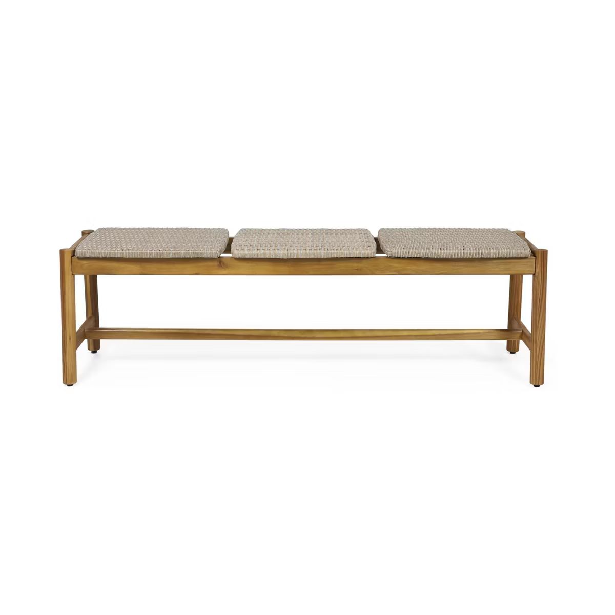 Cambria Outdoor 3 Seater Wicker Bench - Teak/Light Gray - Christopher Knight Home | Target