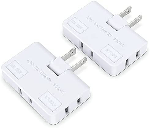 3 Way Flat Wall Outlet Extender AC Adapter - 2-Prong Swivel Mini Indoor Wall Tap Plug, Outlet Spl... | Amazon (US)