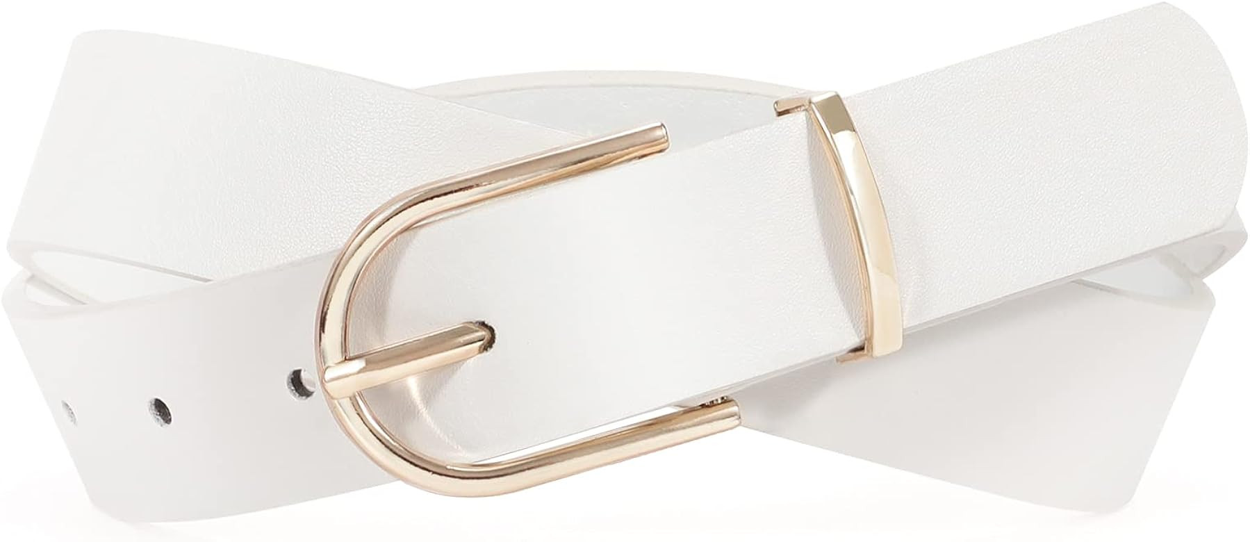 SANSTHS Women Leather belt Faux leather Chic Belt for Jeans Solid Color with Long Gold Curved Pin... | Amazon (US)