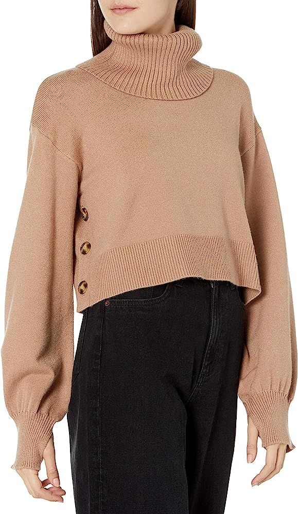 Women's @lucyswhims Side Button Cropped Turtleneck Sweater | Amazon (US)