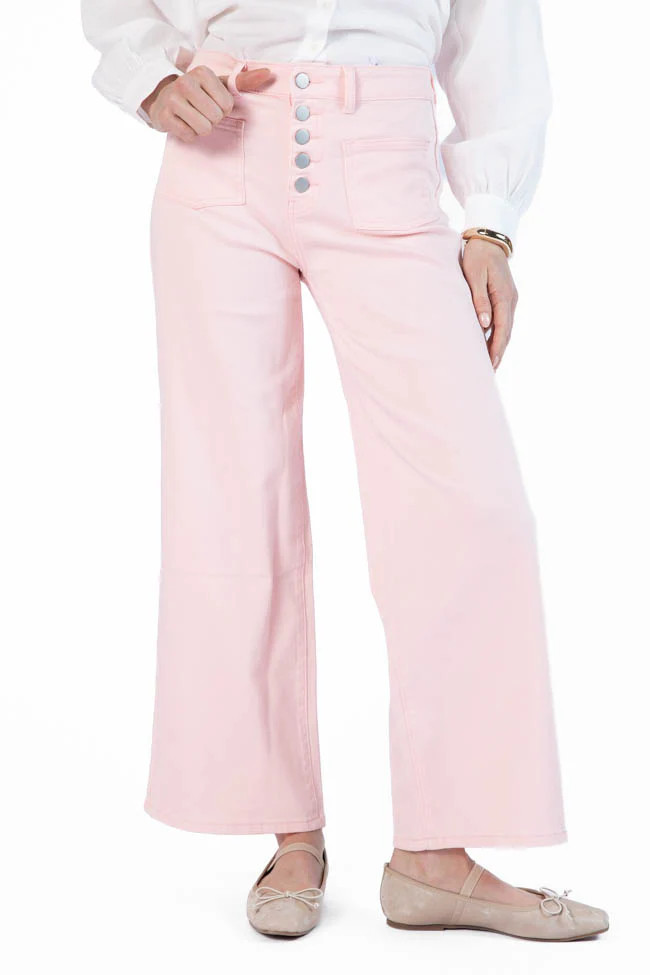 Sutton Pink Wide Leg Patch Pocket Jeans | Pink Lily
